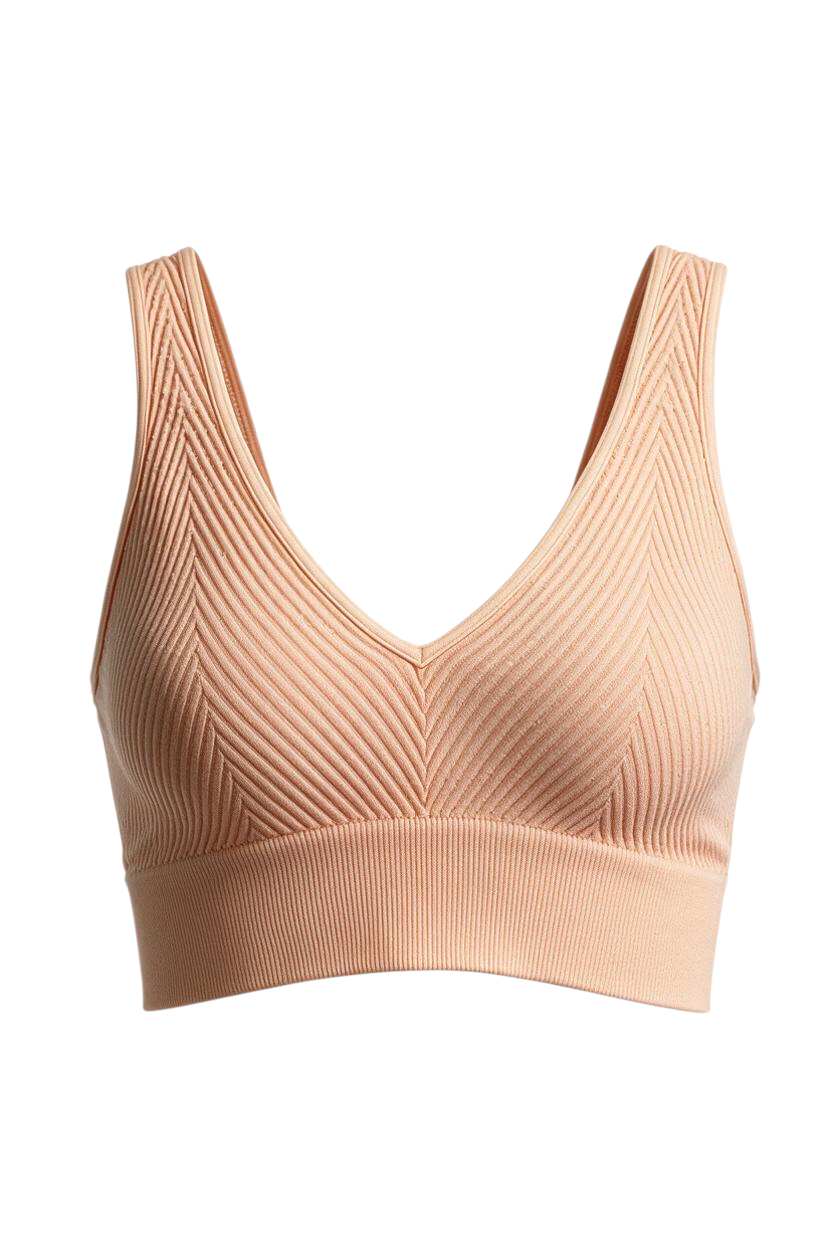 Trestles Clothing Company reversible beige ribbed crop cami with chevron knit pattern and v-neckline