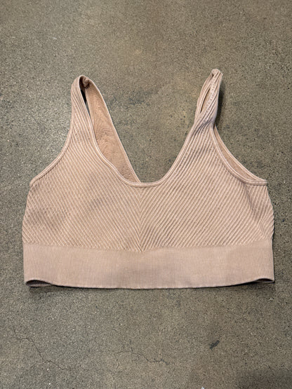 Trestles Clothing Company reversible beige chevron crop cami with ribbed knit texture and v-neckline
