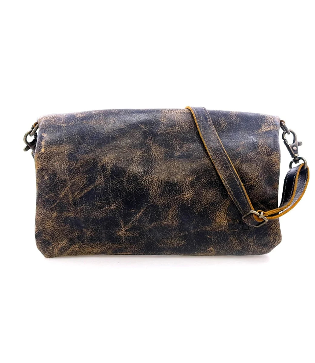 Trestles Clothing Company Bed Stu Cadence 3-in-1 distressed leather crossbody bag in dark brown with magnetic closure