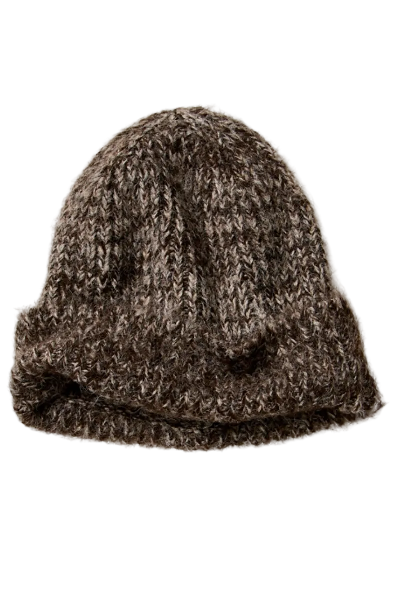 Trestles Clothing Company Frostline Beanie in a cozy brown and grey wool-blend knit with a cuffed design