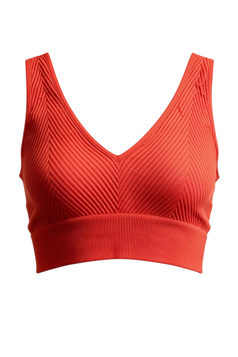 Trestles Clothing Company reversible red chevron crop cami with a ribbed knit texture and v-neckline