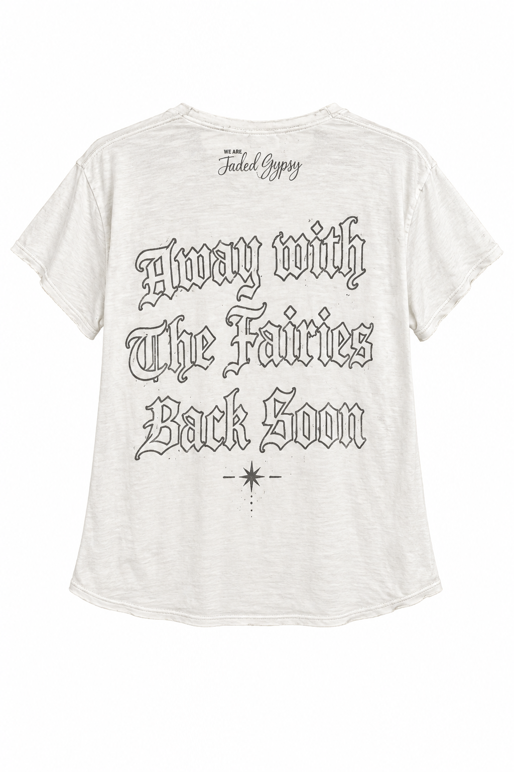 Trestles Clothing Company vintage style white cotton tee with back graphic print and distressed details