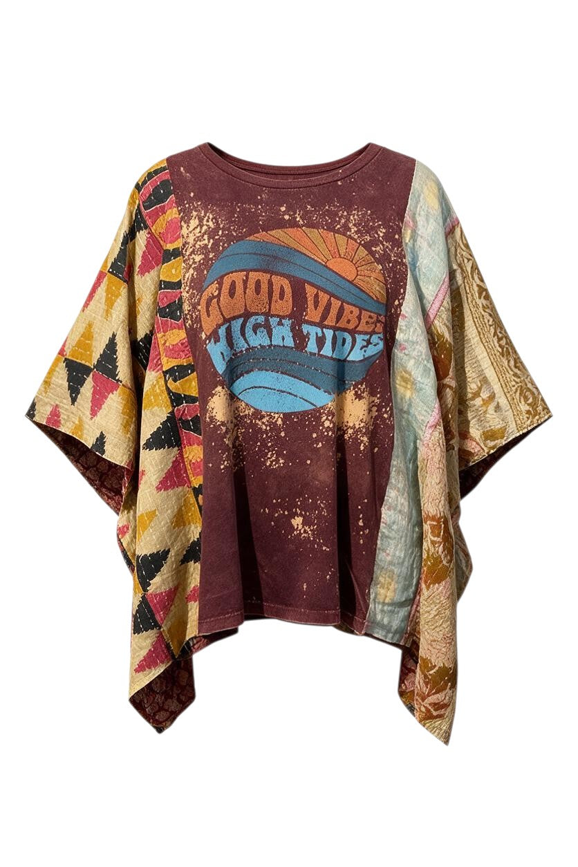 Up Cycled Good Vibes Poncho