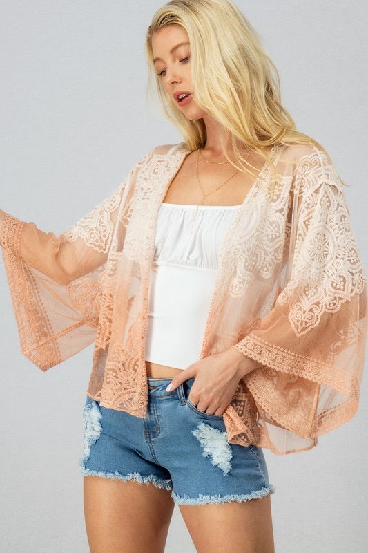 Dip Dyed Lace Kimono