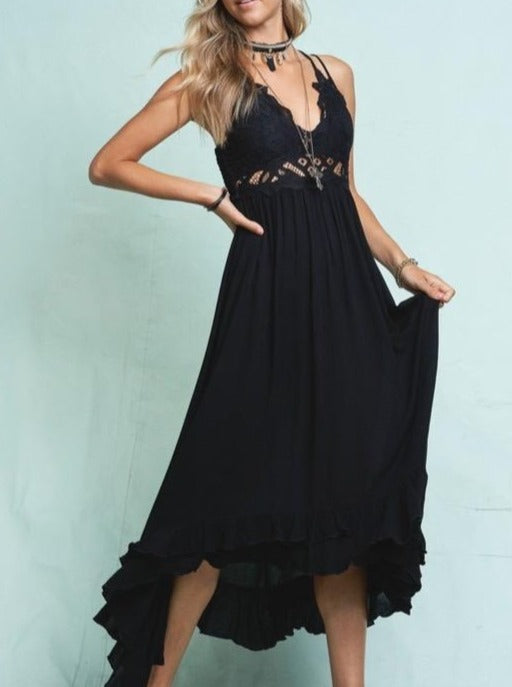 Black Melina Lace Dress-Mid
