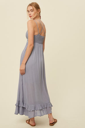 Misty Blue Melina Lace Dress-Maxi