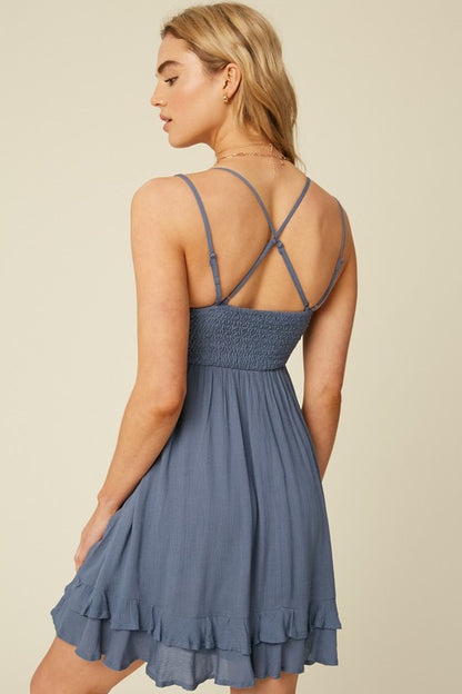 Indigo Melina Lace Dress-Short