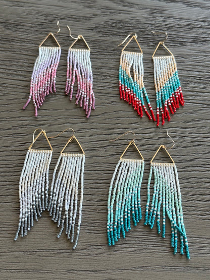 Sparkly Triangle Seed Earrings