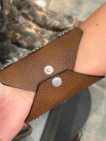 5 inch Leather & Silver Cuff
