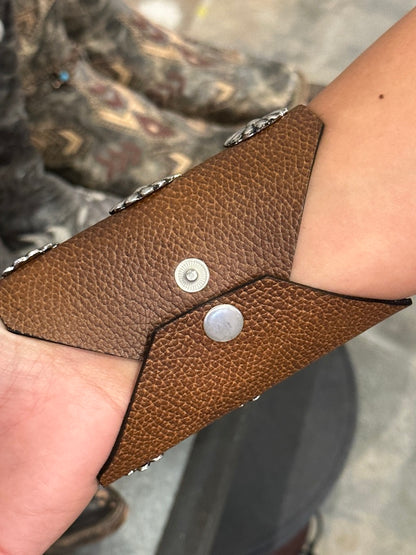 5 inch Leather & Silver Cuff