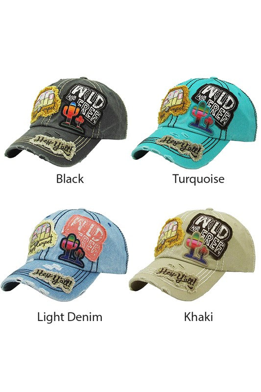 Distressed Cap-Wild & Free