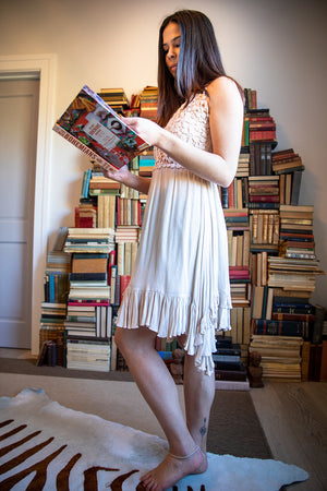 Melina Crochet Dress-Natural