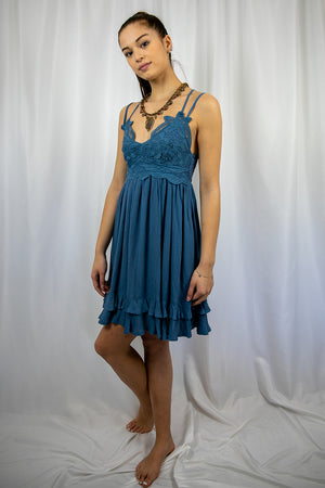 Indigo Melina Lace Dress-Short