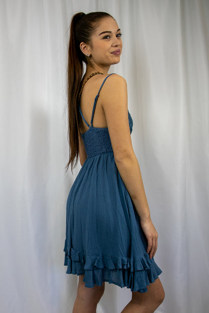 Indigo Melina Lace Dress-Short