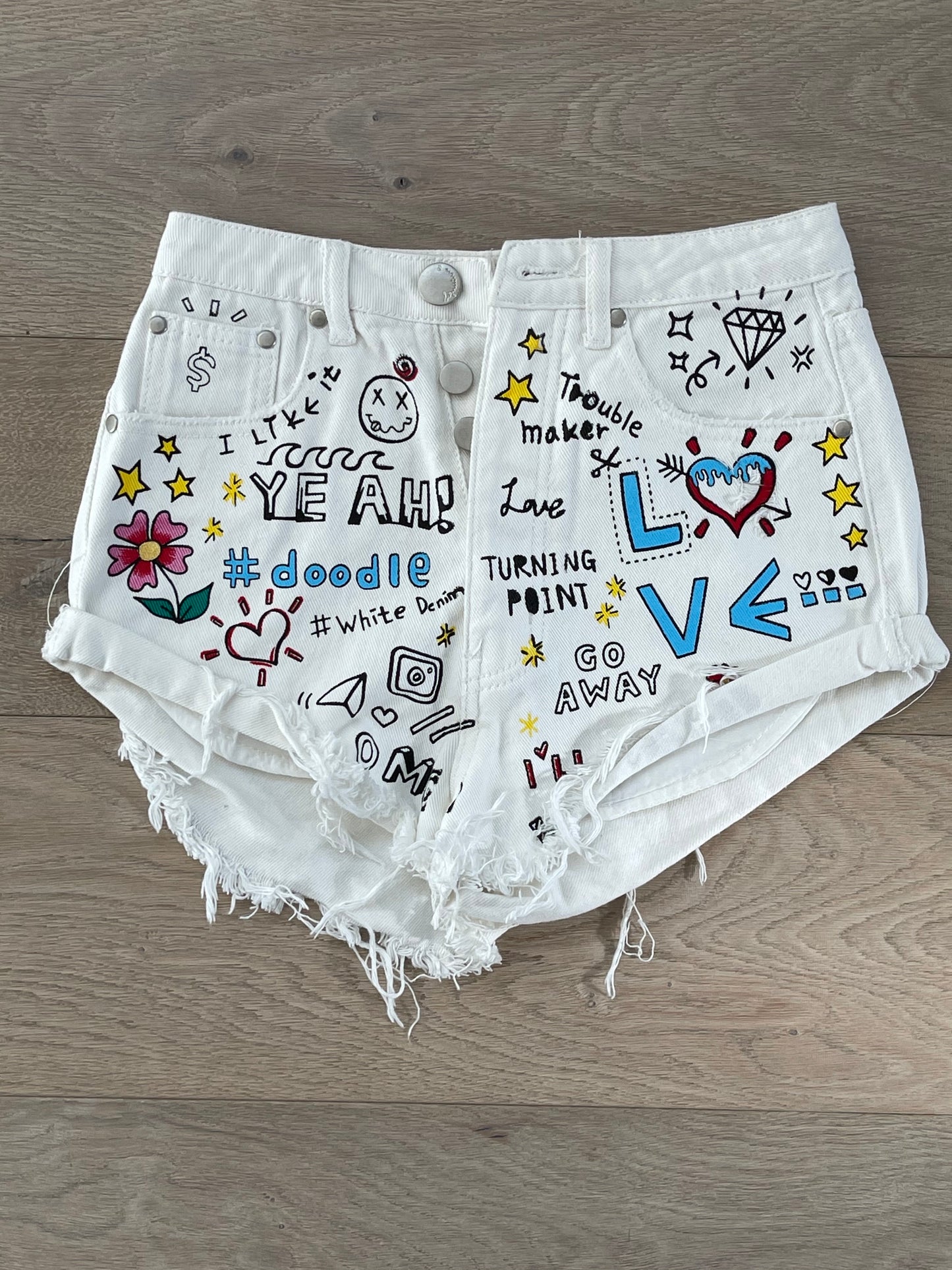 White Graffiti Shorts