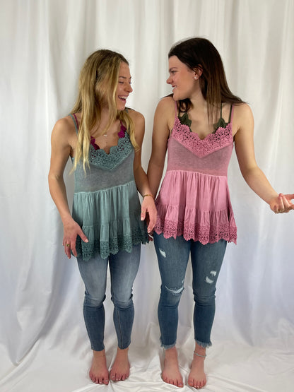 Pink Lace Tank