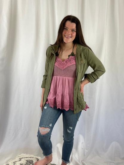 Pink Lace Tank
