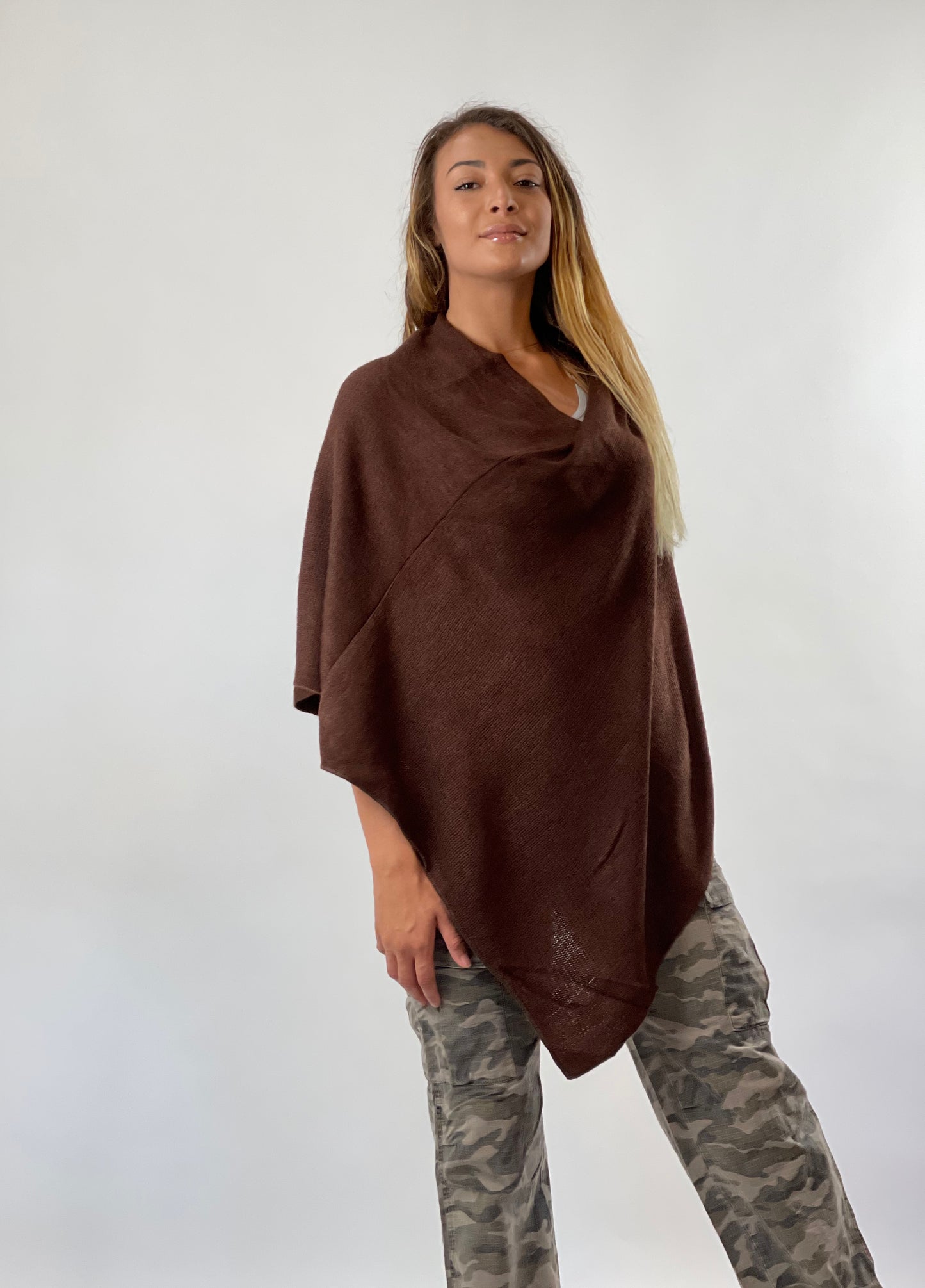 Lightweight Sweater Poncho - Neutral