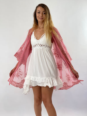 White Melina Lace Dress-Short