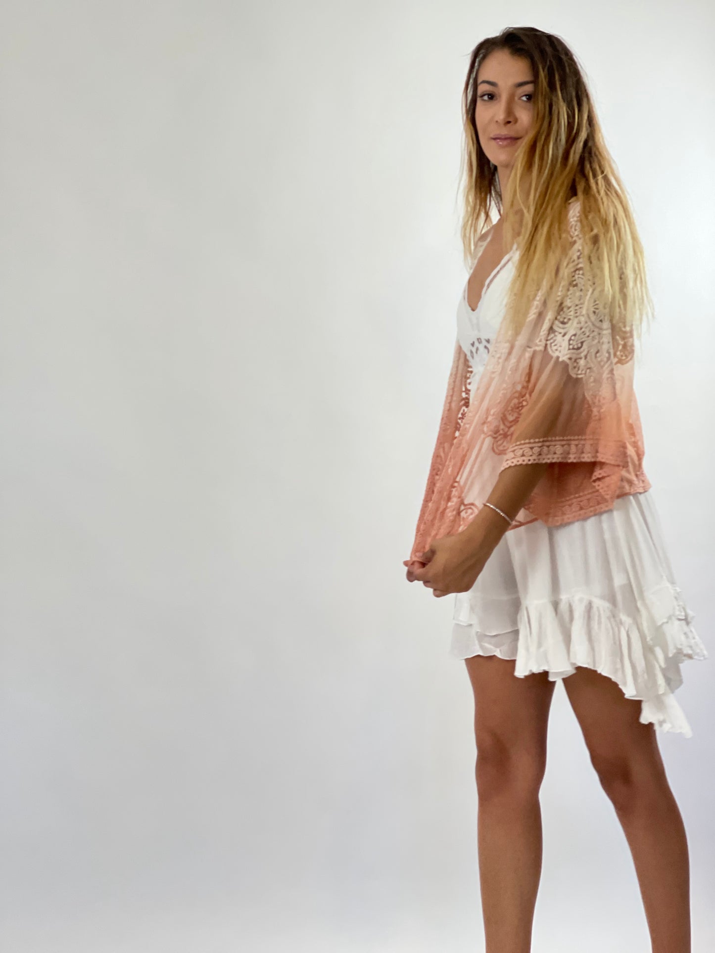 Dip Dyed Lace Kimono