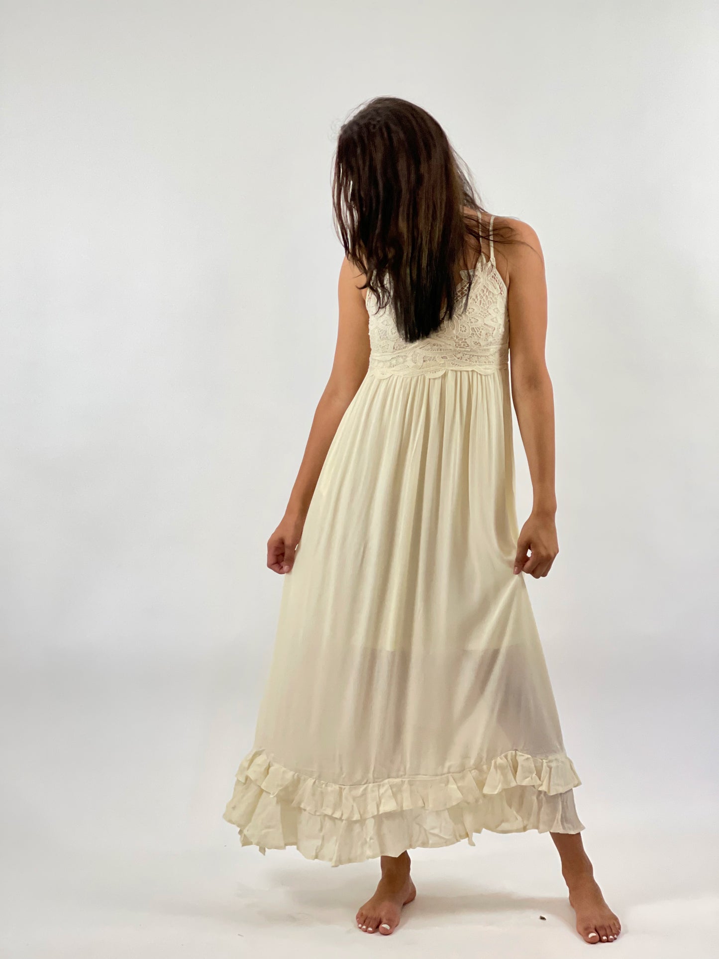 Ivory Melina Lace Dress-Maxi