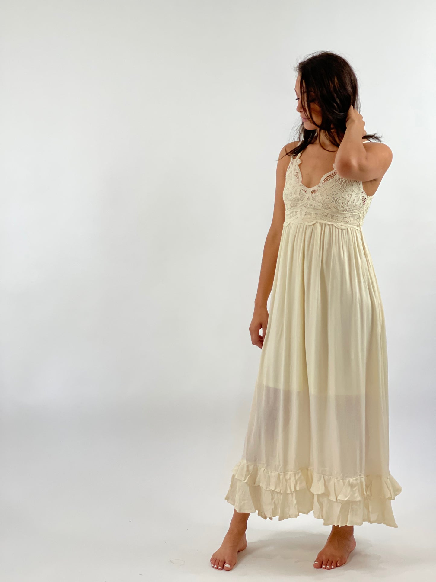 Ivory Melina Lace Dress-Maxi