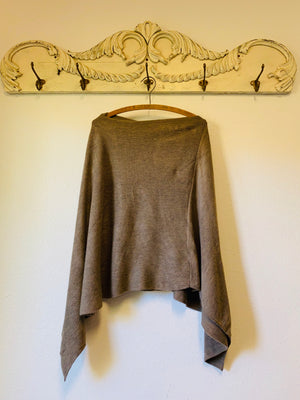 Lightweight Sweater Poncho - Neutral