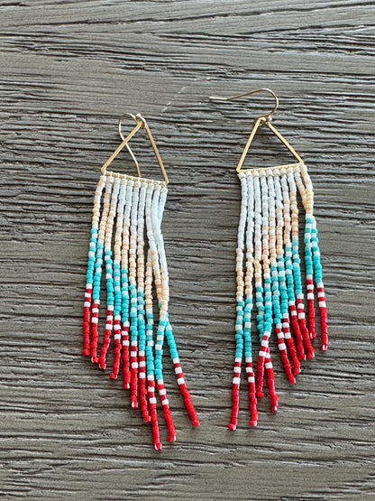 Sparkly Triangle Seed Earrings