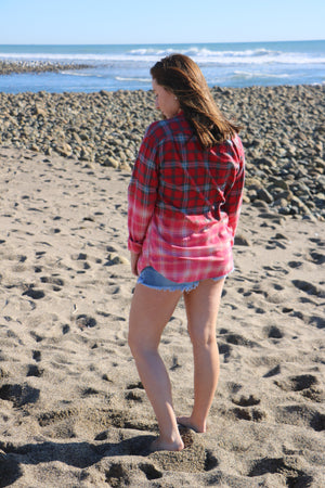 Dip Dyed Flannel Shirts-Reds